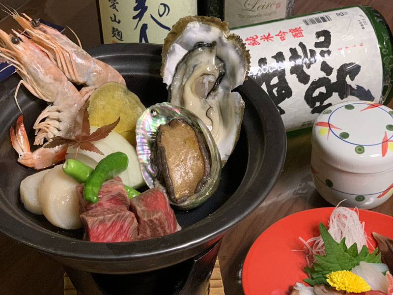 新コース 豪華!! 海鮮と和牛の陶板焼きコース ～超人気～ 焼きサバ寿司付き